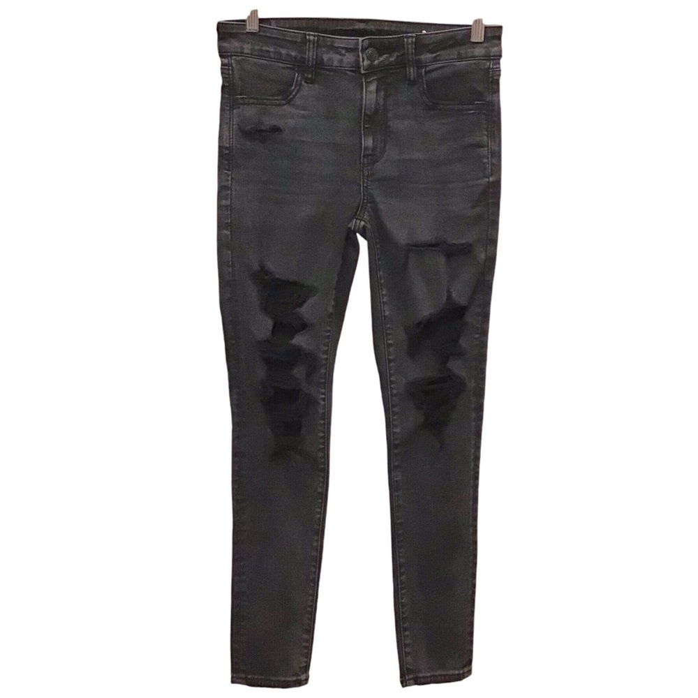 American Eagle 4 Short High Rise Jeggings Black Distressed 2022 Women’s Jeans